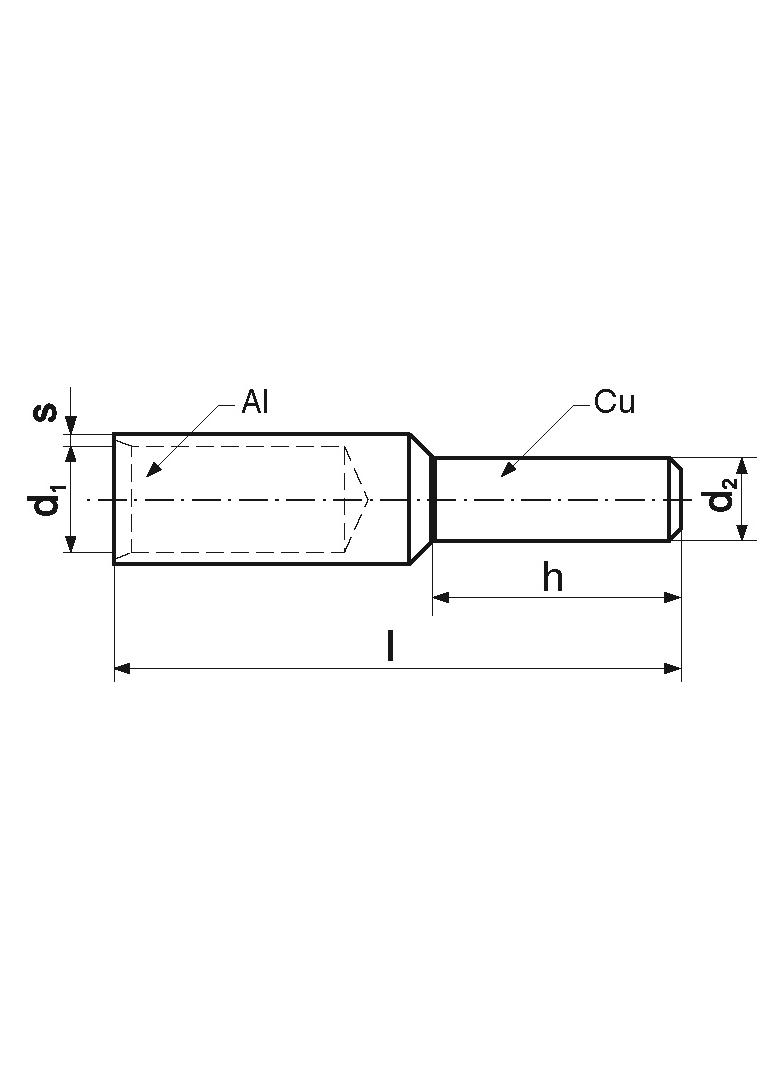 Końcówka Al z bolcem Cu szczelna