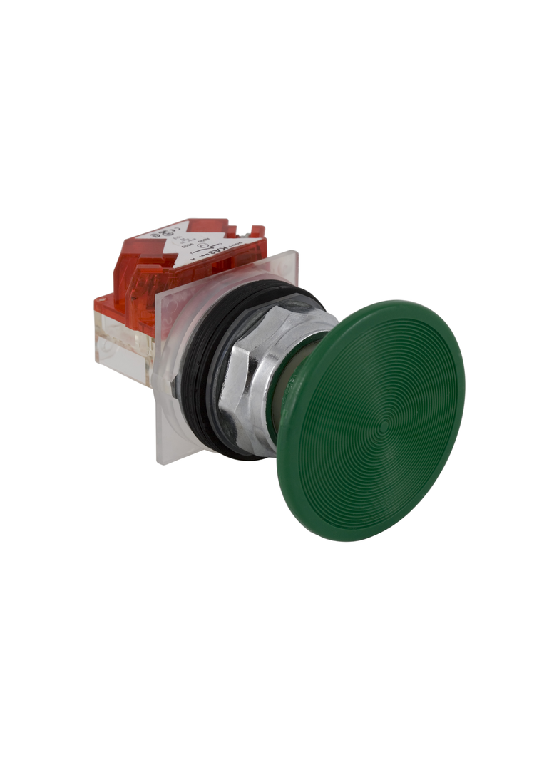 Harmony 9001K Przycisk grzybkowy O35 zielony wkręcany napęd 2 pozycyjny metalowy 9001KR25G