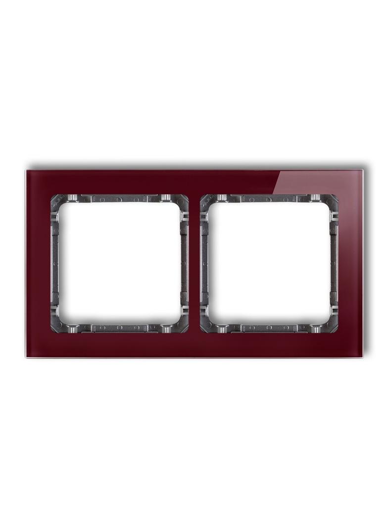 DECO Ramka uniwersalna podwójna - efekt szkła (ramka: bordowa; spód: grafitowy)