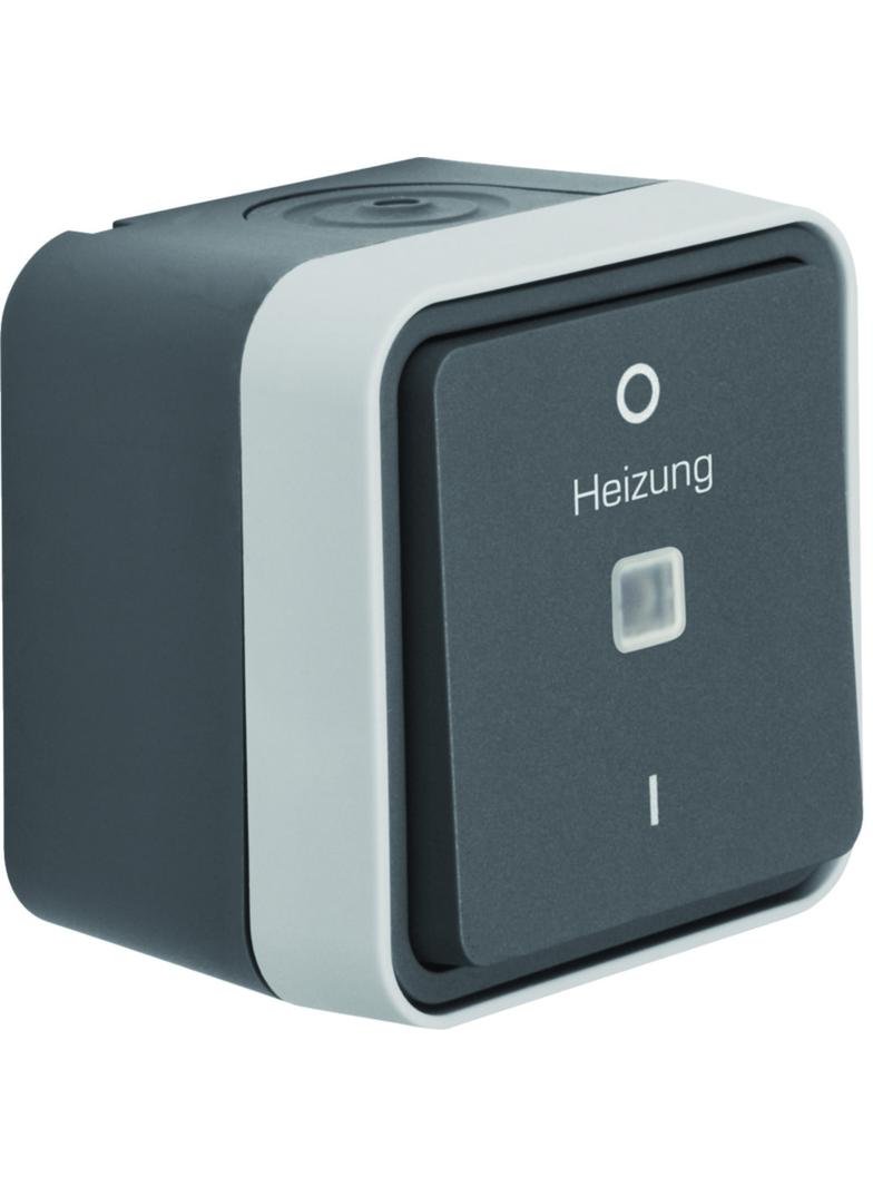 BERKER W.1 Łącznik kontrolny z nadrukiem Heizung 0-1 kompletny IP55 szary 35623505 HAGER