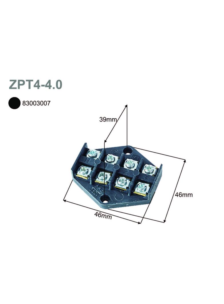 ZPT4-4.0 ,  Płytka odgałęźna serii ZPT, 4,0mm2, 4 tory, czarny