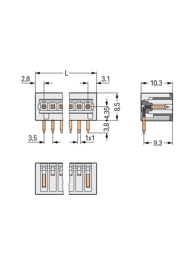 MCS-MINI Classic wtyk 24-bieg. j-szary raster 3,5 mm /50szt./ WAGO