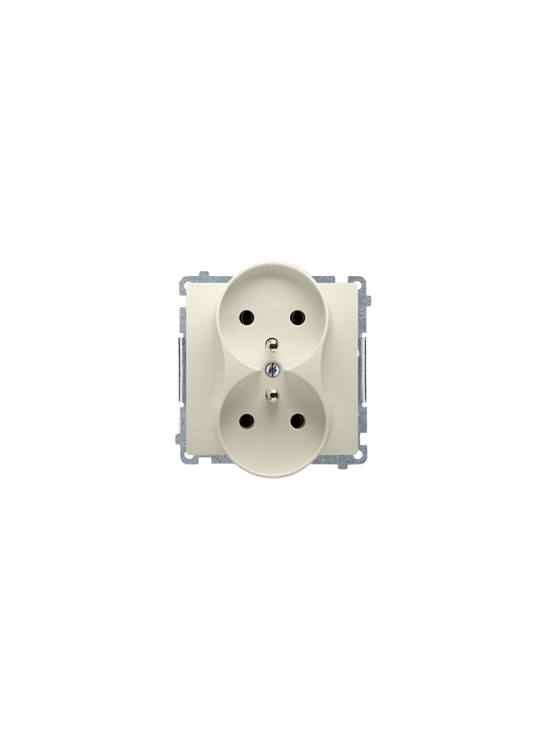 Simon Basic Gniazdo podwójne z/u 16A z. śrub. beż