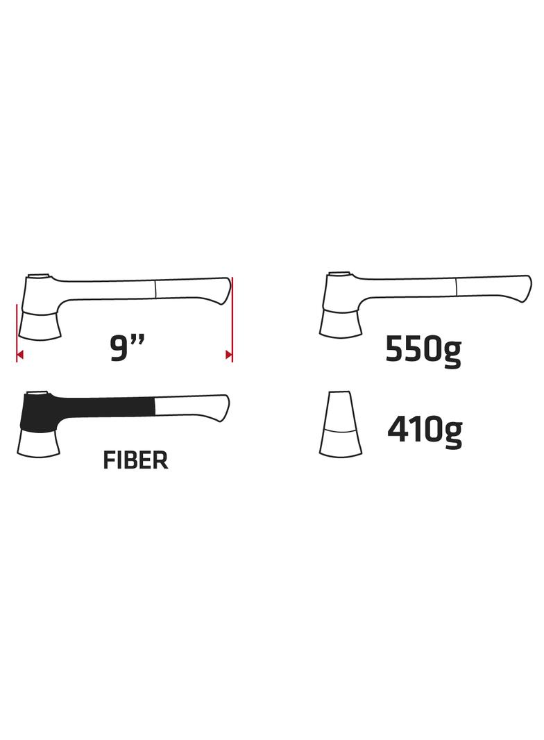 Siekiera 550g, obuch 410g, trzonek włókno, 9"