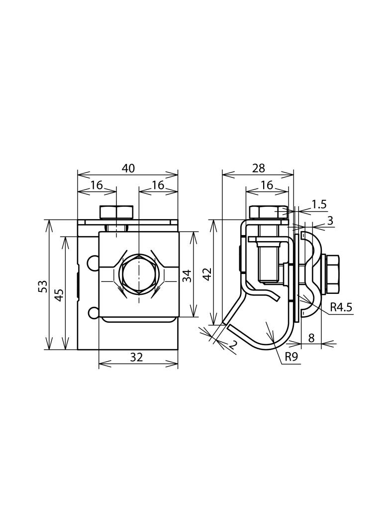 Zacisk bimetaliczny do rynny, Cu-St/tZn