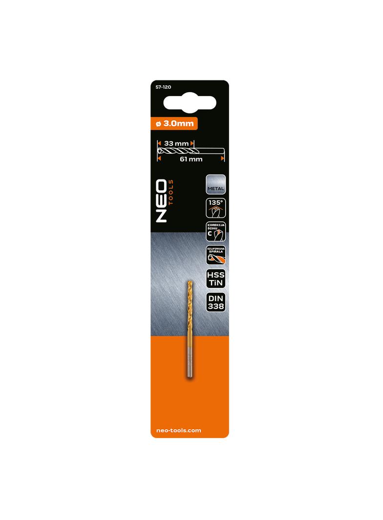 Wiertło do metalu HSS-TiN, 3.0 mm