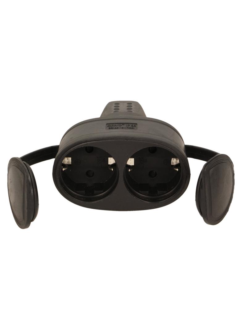 Bryzgoszczelne podwójne gniazdo gumowe IP44 wersja Schuko 16A 230V OR-AE-13117(GS) ORNO