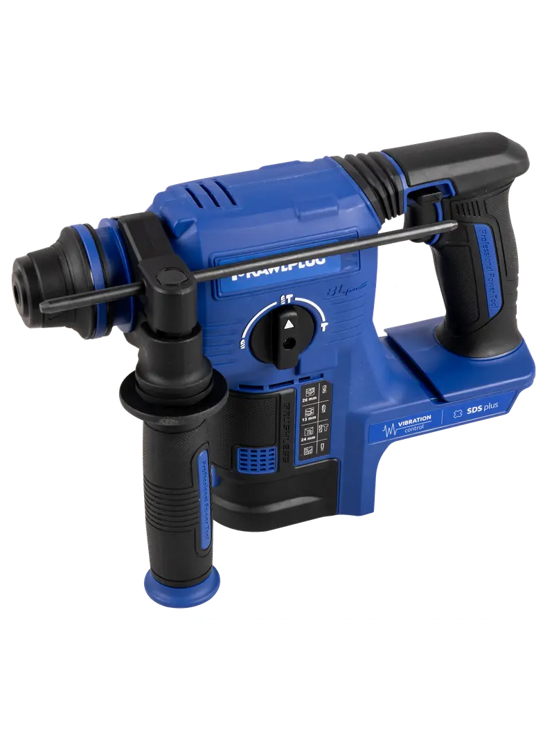 Młotowiertarka SDS plus 18V RawlHAMMER 24mm 2,1J – 2 akumulatory 5,0 Ah ładowarka 6,5 A walizka 1szt. R-PRH18-24-XL2 RAWLPLUG