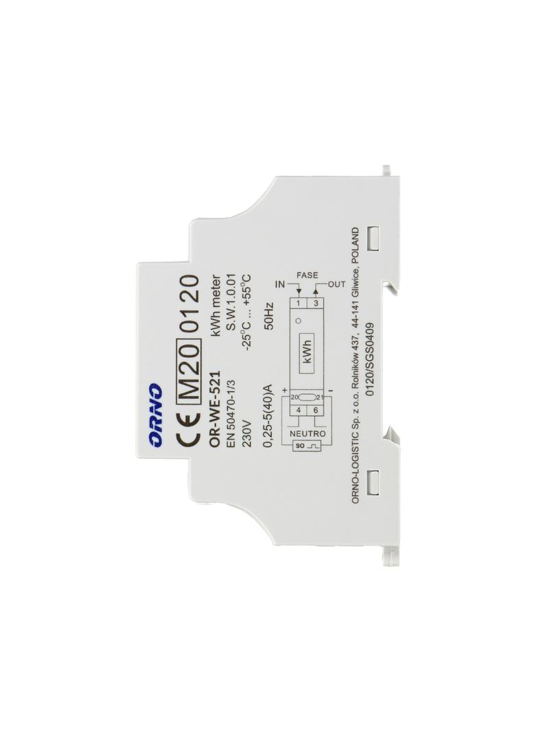 1-fazowy licznik energii elektrycznej 40A MID wyjście impulsowe podświetlenie 1 moduł DIN TH-35mm OR