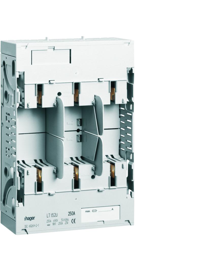 LT podstawa bezpiecz. NH1 3P 250A szyny Cu 40mm zaciski śruba M10 LT152U HAGER