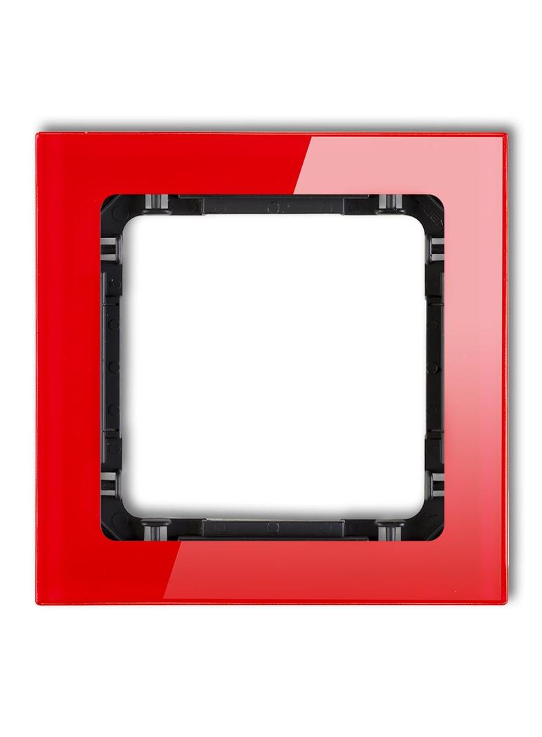 DECO Ramka uniwersalna pojedyncza - efekt szkła (ramka: czerwona; spód: czarny)
