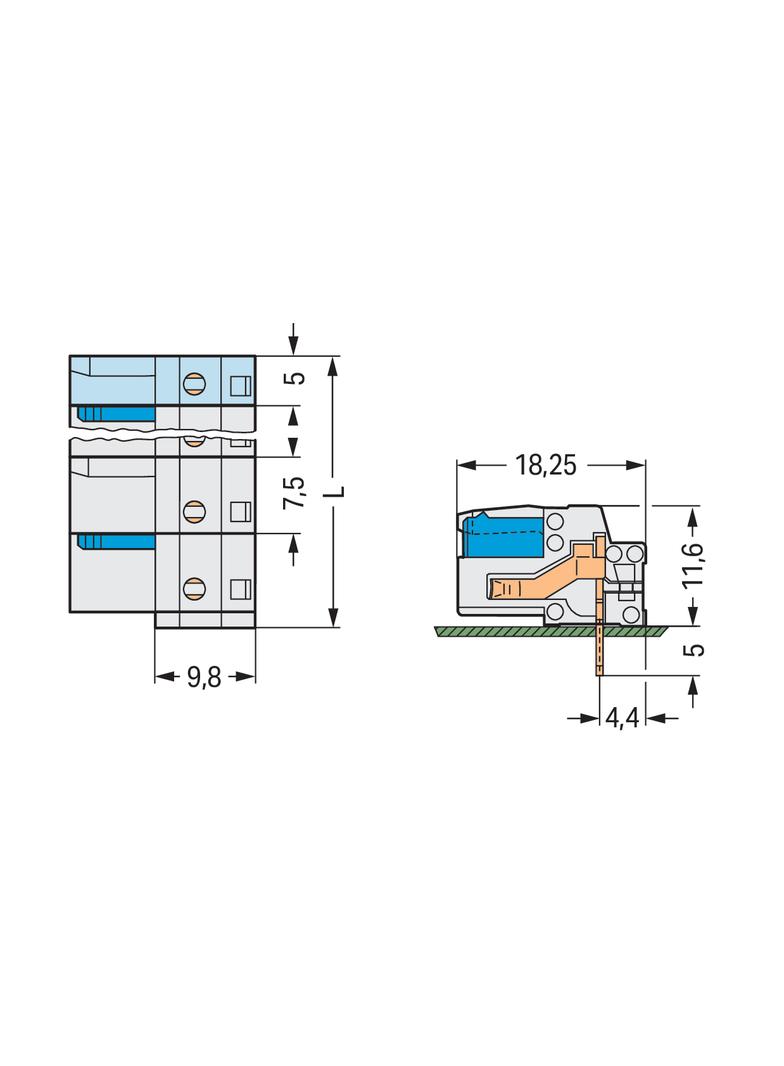 Gniazdo MCS‑MIDI Classic 10‑biegunowe jasnoszare raster 7,5mm 722‑840 /25szt./ WAGO