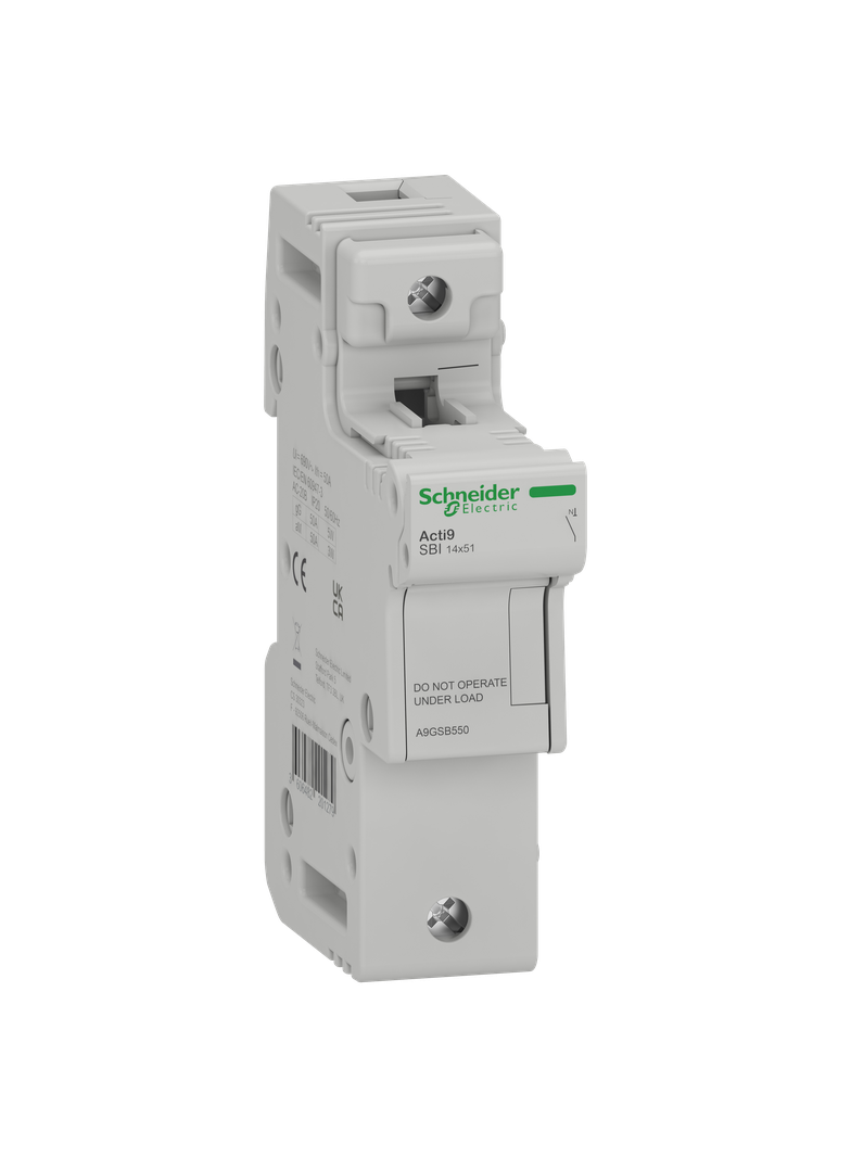 Podstawa bezpiecznikowa, Acti9 SBI, 1N, 50A, rozmiar wkładki 14 x 51mm, SBI-50-N