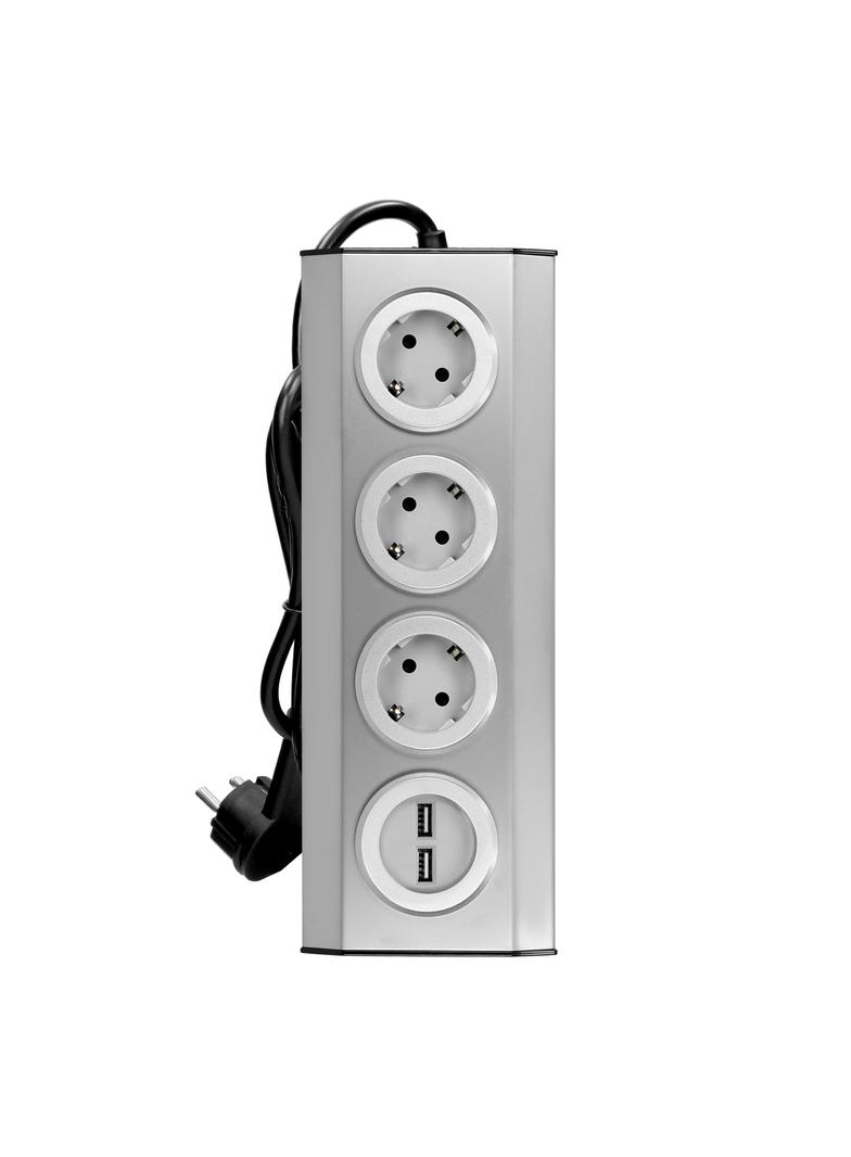 Gniazdo meblowe, kuchenne z ładowarką USB, montowane na rzepy z przewodem 1,5m - 3x2P+Z schuko, 2xUS FS-4(GS) ORNO