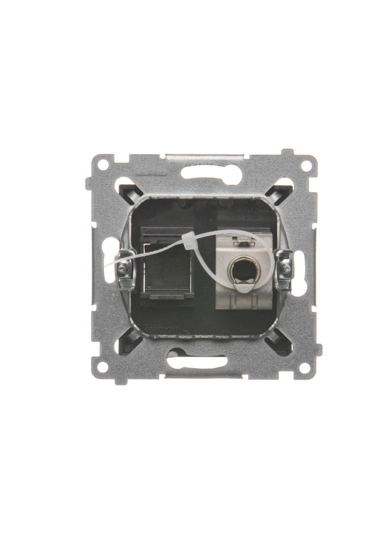 Simon 54 Gniazdo komputerowe pojedyncze RJ45 kategoria 6 ekranowane z przesłoną przeciwkurzową brąz