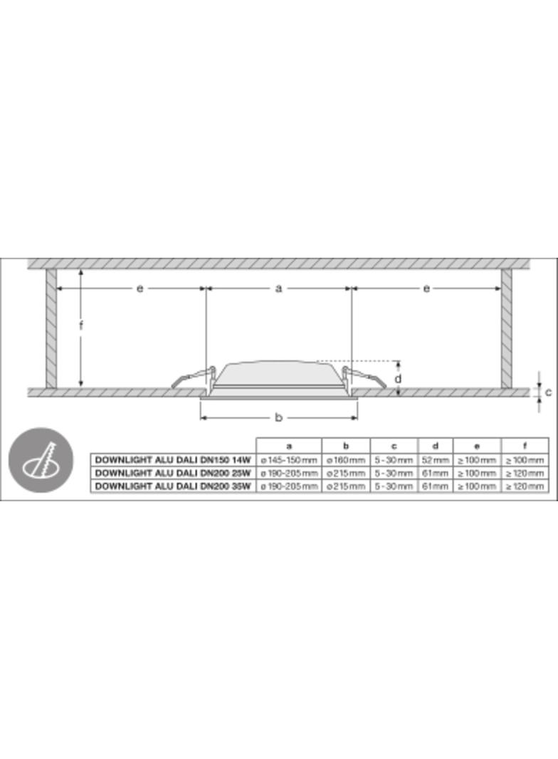 Oprawa DOWNLIGHT ALU DN150 14W 3000K WT IP44