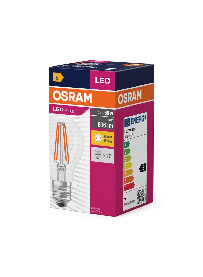 Żarówka LED E27 7W VALUE FILAMENT 7W/827 CLA60 806lm (odpowiednik 60W) 4058075819658 LEDVANCE