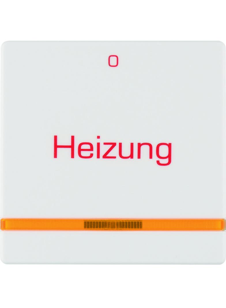 Berker Q.x Klawisz z soczewką i nadrukiem Heizung i 0 , biały aksamit 16216009 HAGER