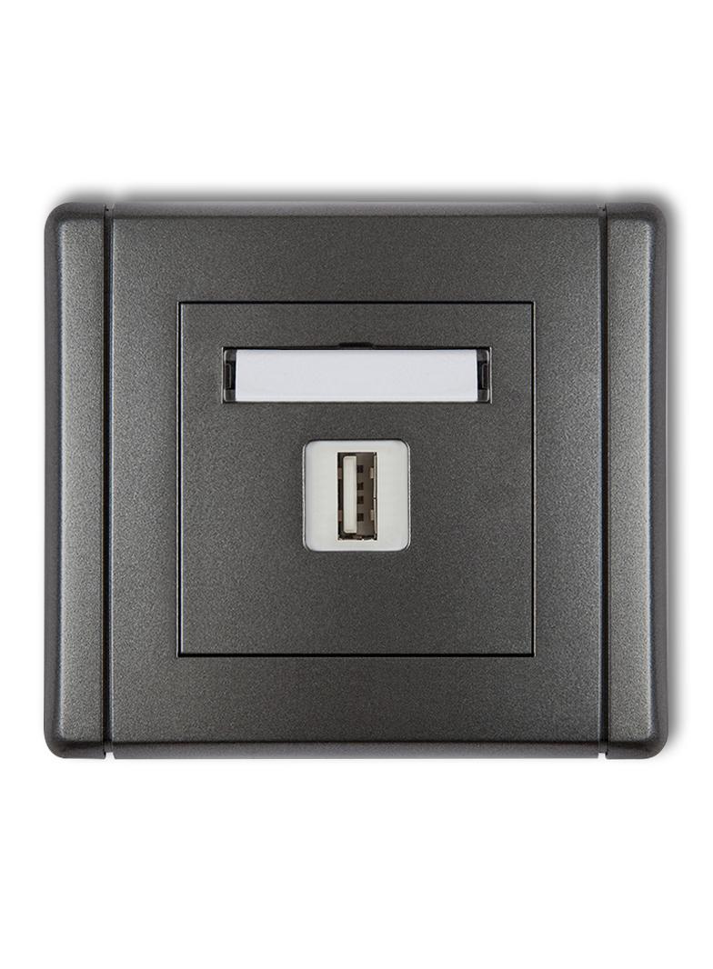 FLEXI Ładowarka USB pojedyncza USB A, 10W max., 5V, 2A grafitowy
