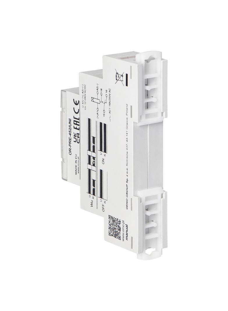 Przekaźnik czasowy- załączanie na ustawiony czas uniwersalne zasilanie OR-PRE-452/UNI ORNO