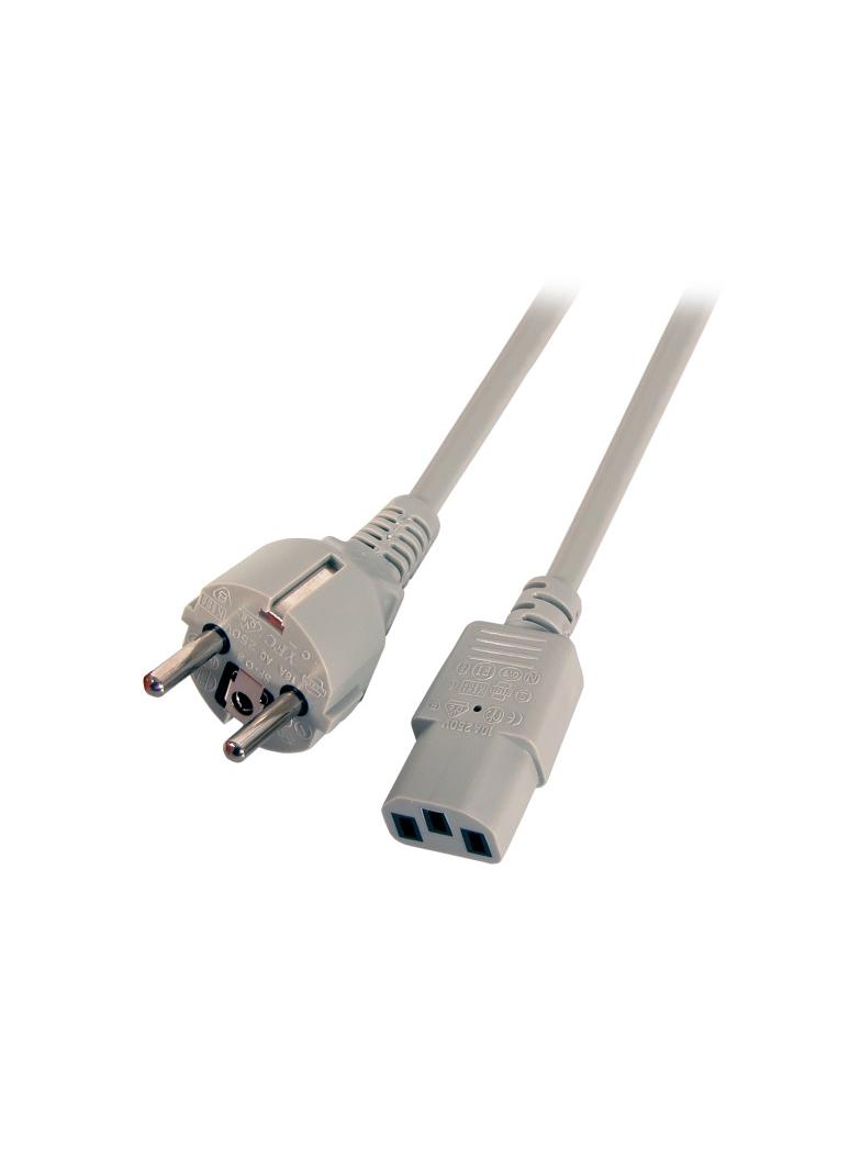Kabel zasilający Schuko 180° - C13 180° 2m szary