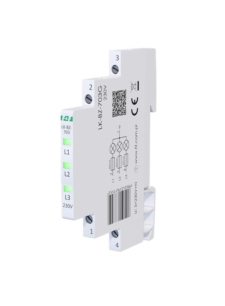 Lampka kontrolna zasilania z zabezpieczeniem 1/3S 3xLED ZIELONA LK-BZ-703G F&F