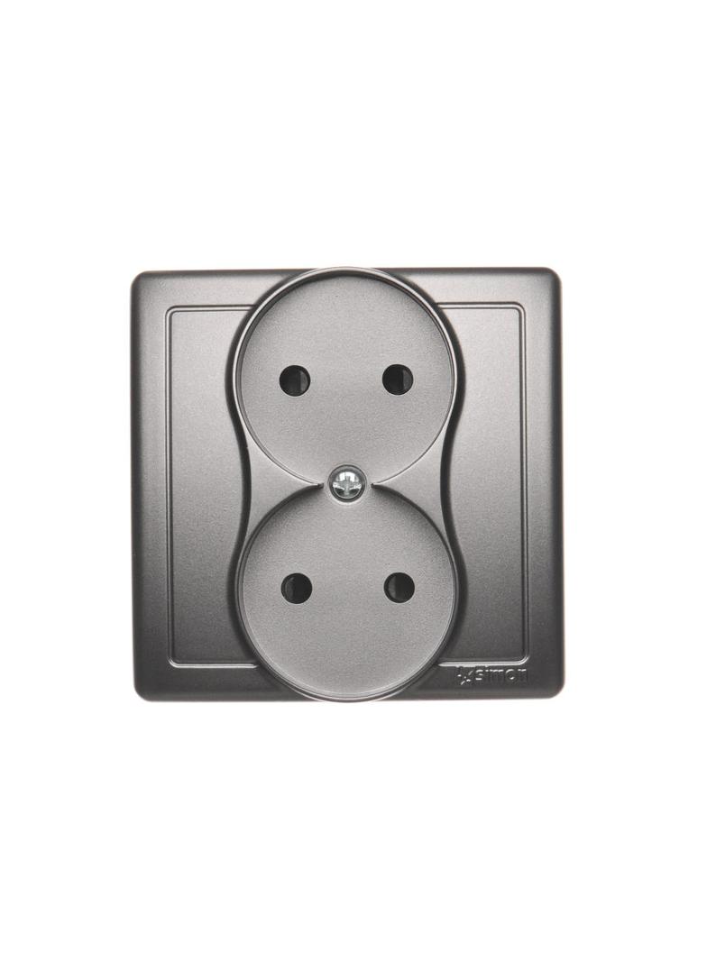 Simon Basic Gniazdo wtyczkowe bez uziemienia podwójne monoblok z przesłonami torów prądowych 16A 250V zaciski śrubowe stal inox *Kompletne - nie do ramek BMG2Z/21 BMG2z/21 KONTAKT