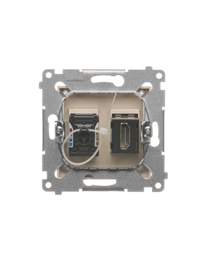 Simon 54 Gniazdo HDMI + RJ45 kat.6. kremowy DGHRJ45.01/41 KONTAKT