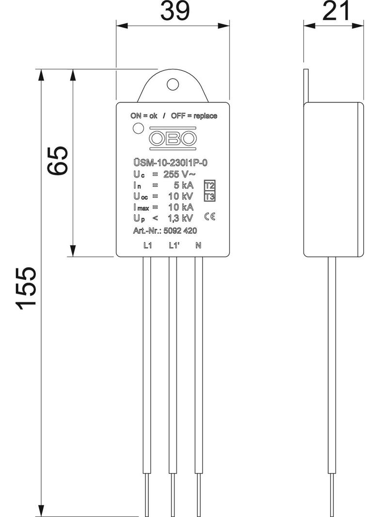 ÜSM-10-230I1P-0 Ogranicznik przepięć LED