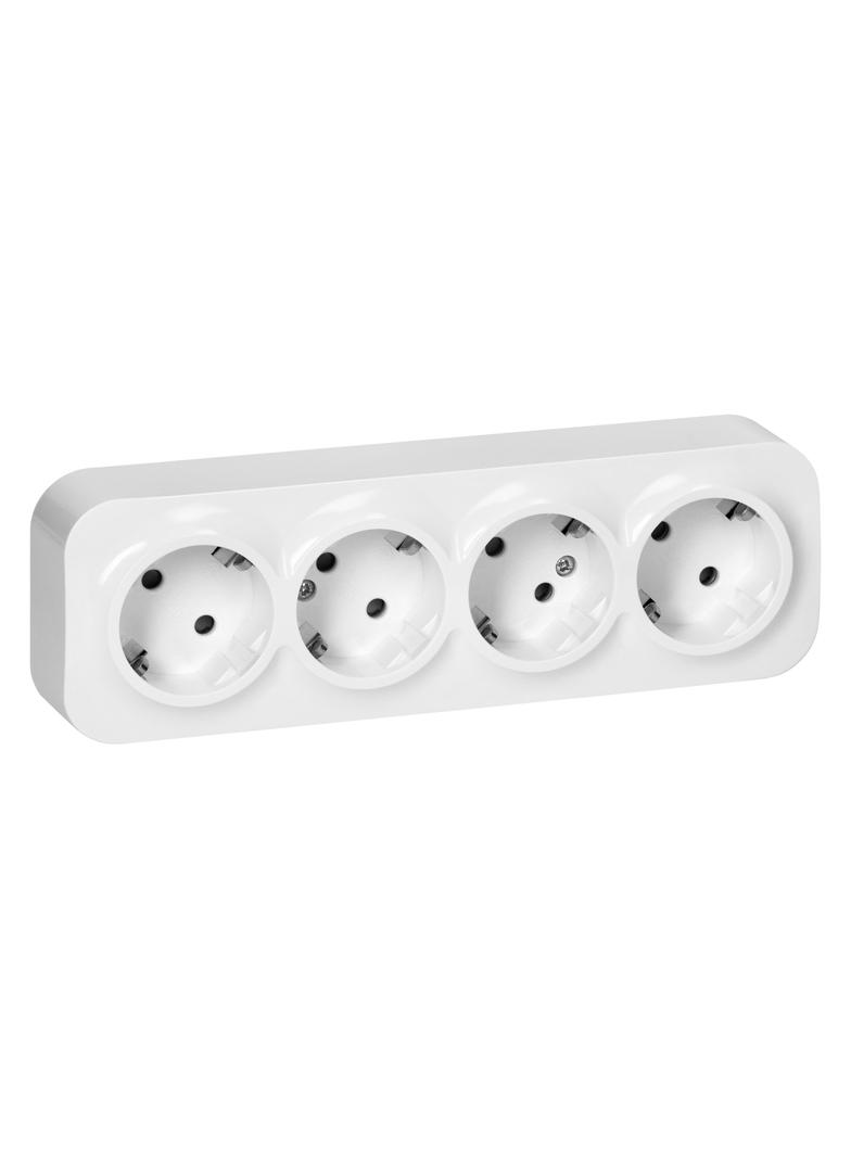 Gniazdo poczwórne natynkowy ToDo 2P+Z Schuko IP20, 16A, 230V AC, 16A, 230V AC, biały, 8 sztuk
