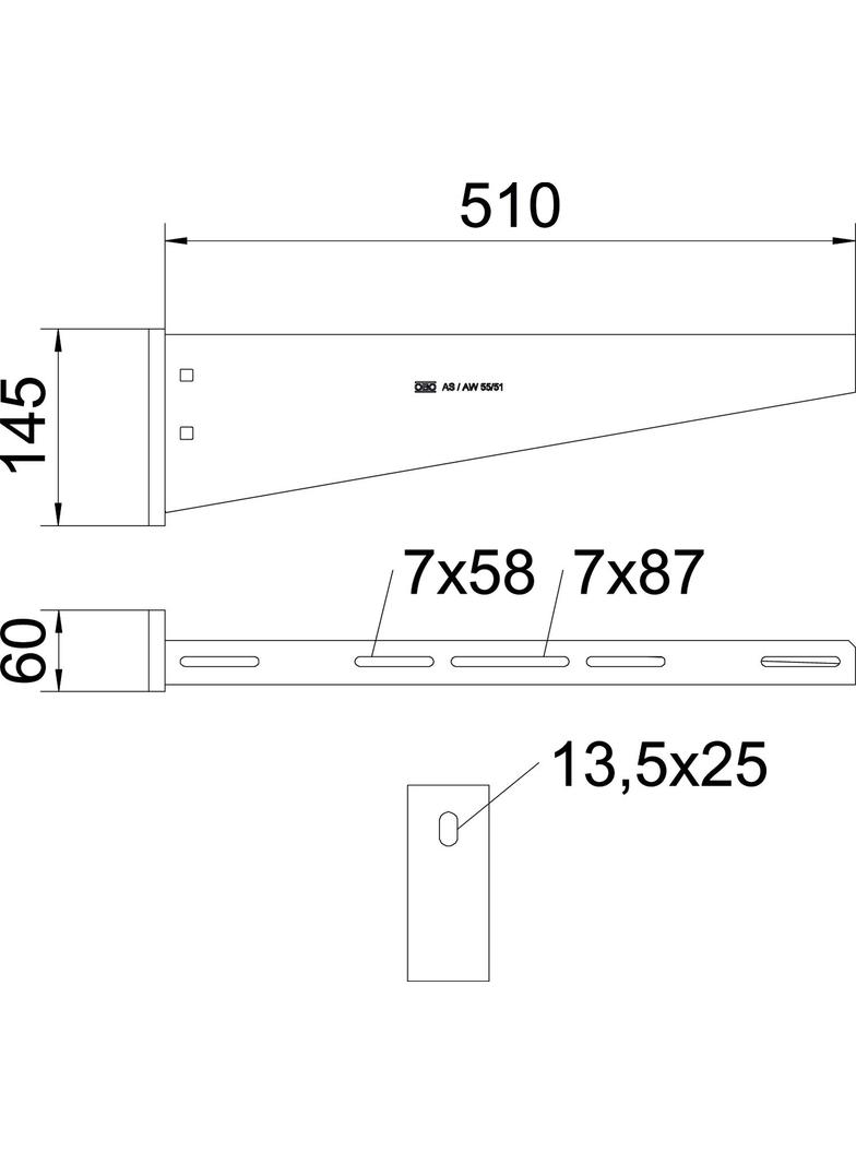 AW 55/51, WSPORNIK WIESZAKOWY 510MM FT