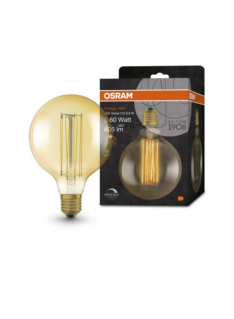 Lampa LED Vintage 1906 GOLD 125 dim 8,8W/822 E27