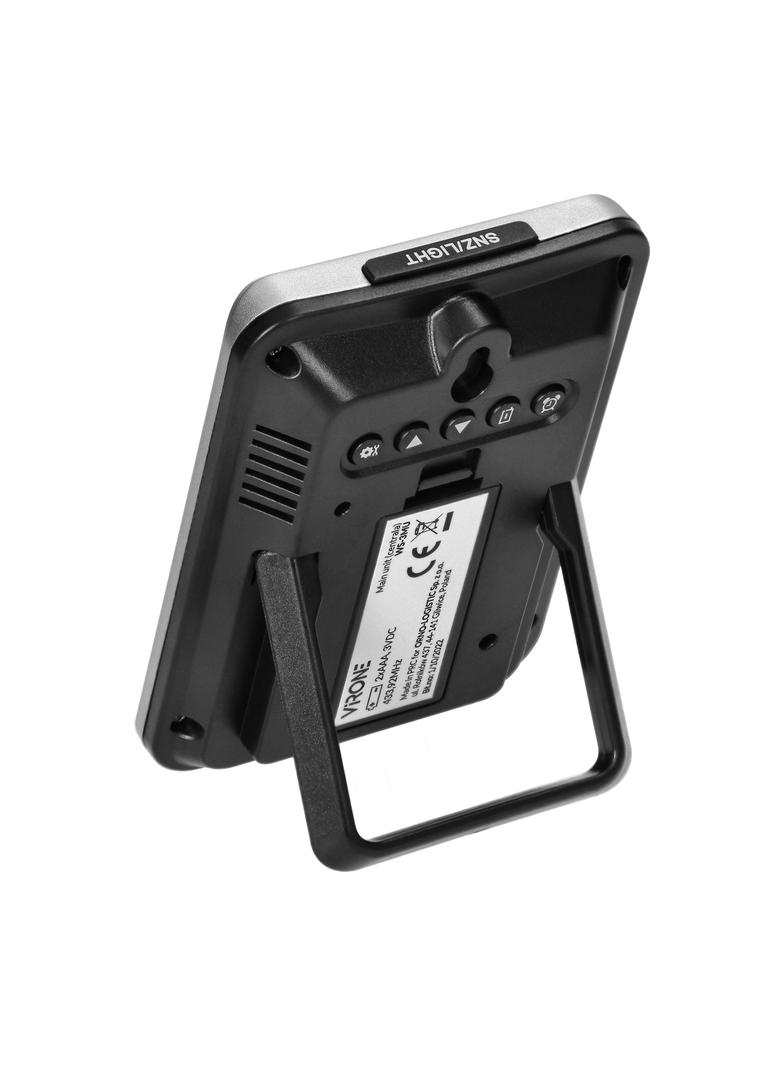 Bezprzewodowa stacja pogodowa z pomiarem temperatury i wilgotności zewnętrznej i wewnętrznej zegar W