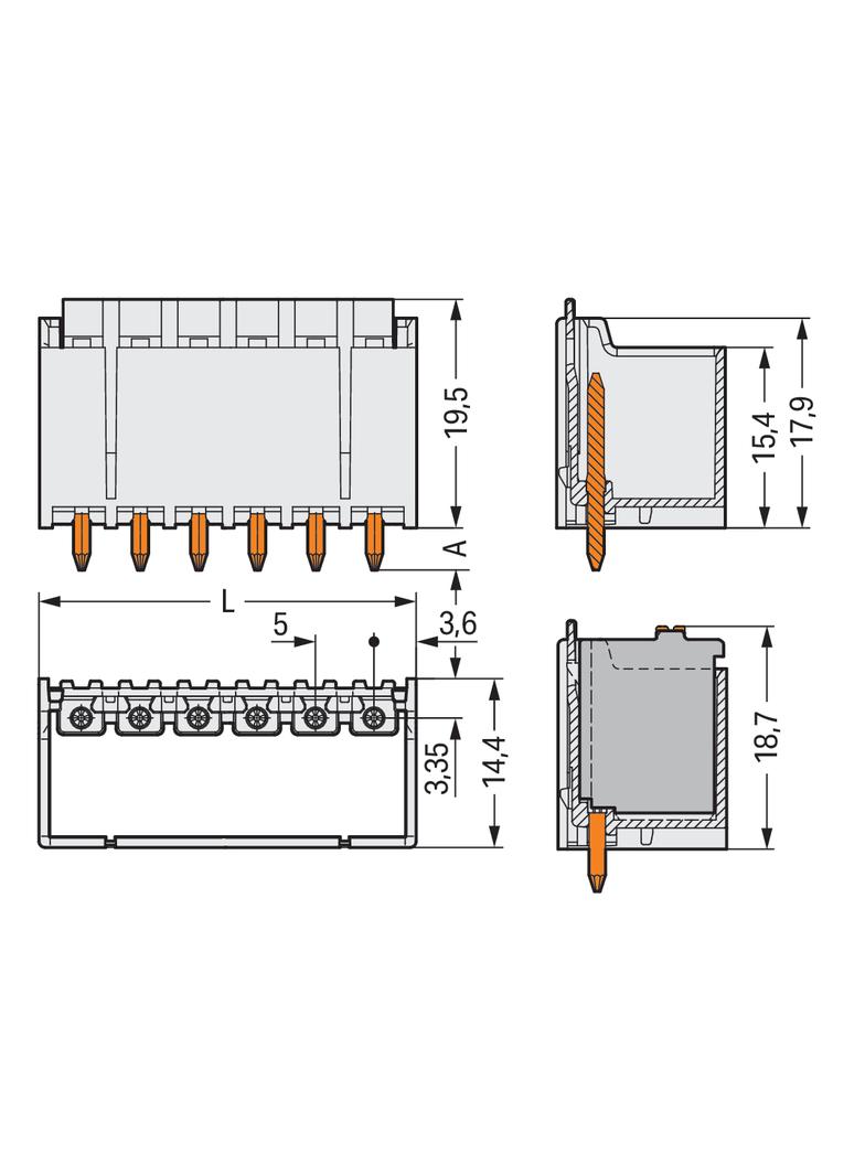 picoMAX wtyk raster 5 mm 8-bieg. z prostymi pinami lutowniczymi /100szt./ WAGO