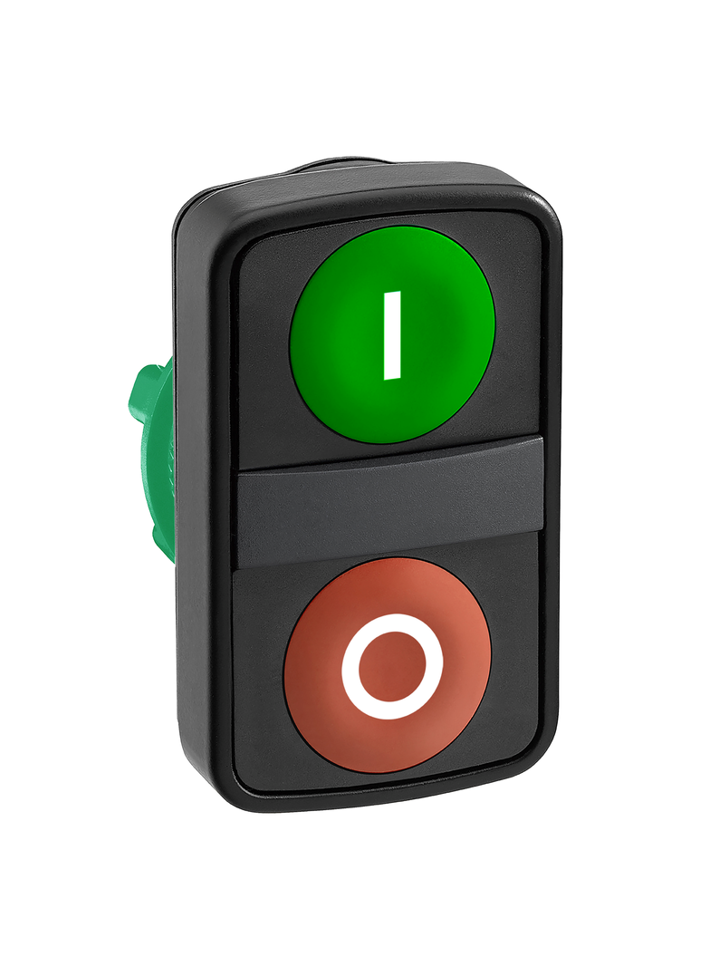 Harmony XB5 Główka przycisku podwójnego płaski zielony/czerwony z samopowrotem metalowy ZB5AA7341