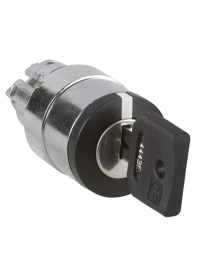 Harmony XB4 Przełącznik 3 położeniowy fi22 z kluczem stabilny 4 multichipy okrągły metalowy ZB4BG02K Schneider