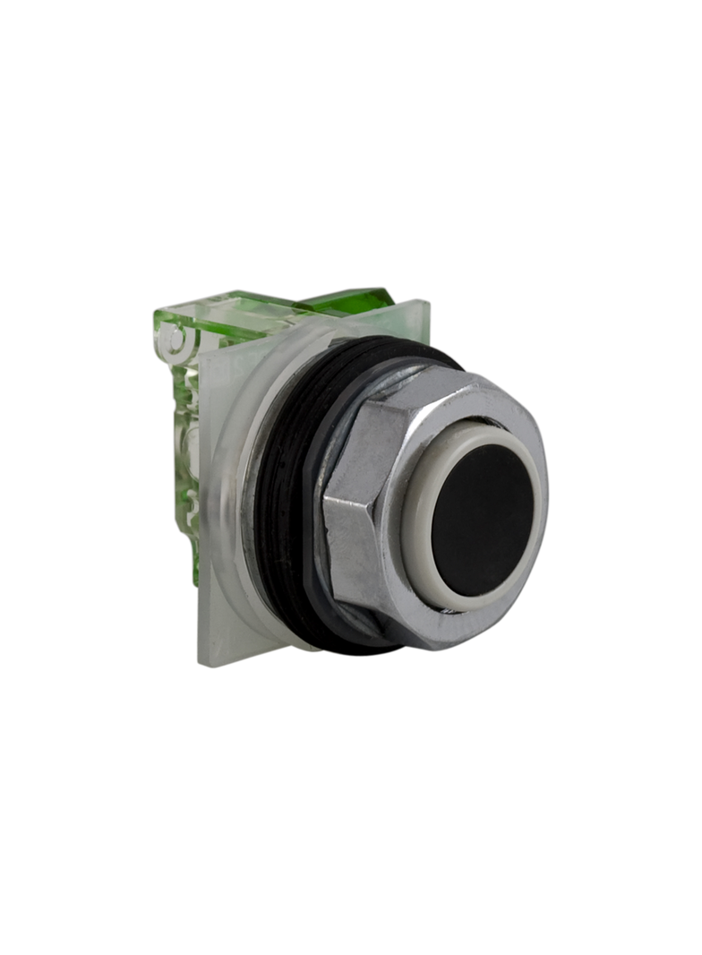 Harmony 9001K Przycisk wystający, czarny, metalowy, 2 pozycyjny, 1NO, z blokiem styków