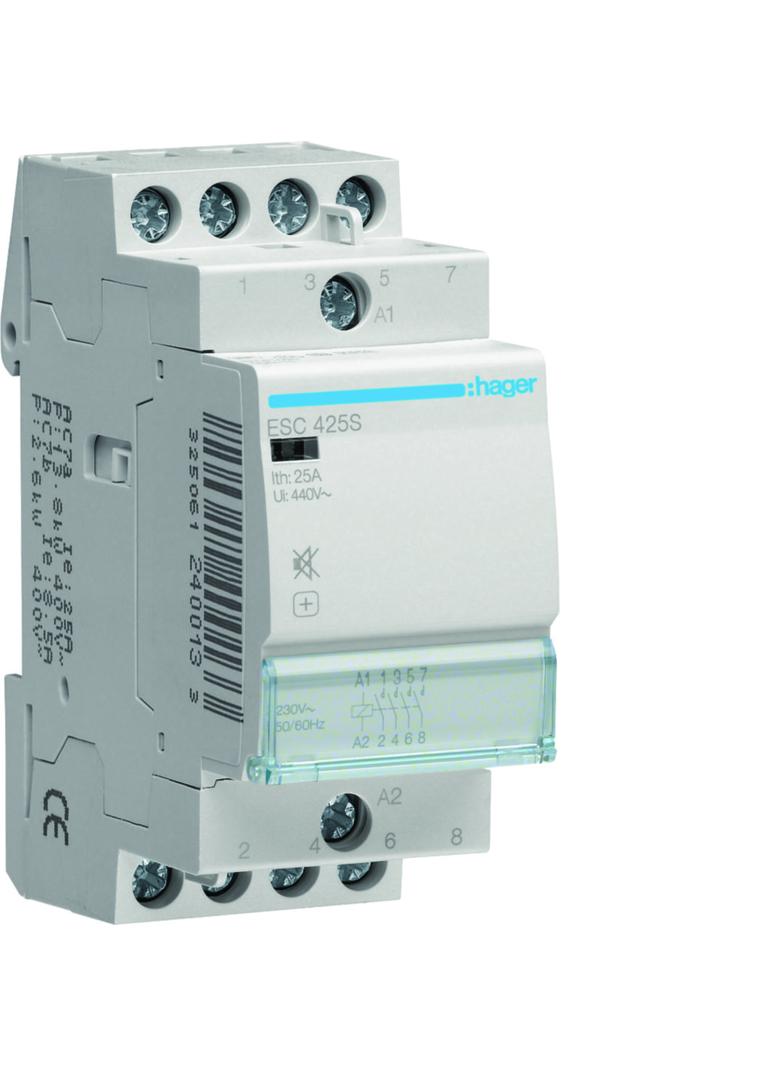 Stycznik modułowy cichy 230V AC 4Z 25A AC-7A B ESC425S HAGER