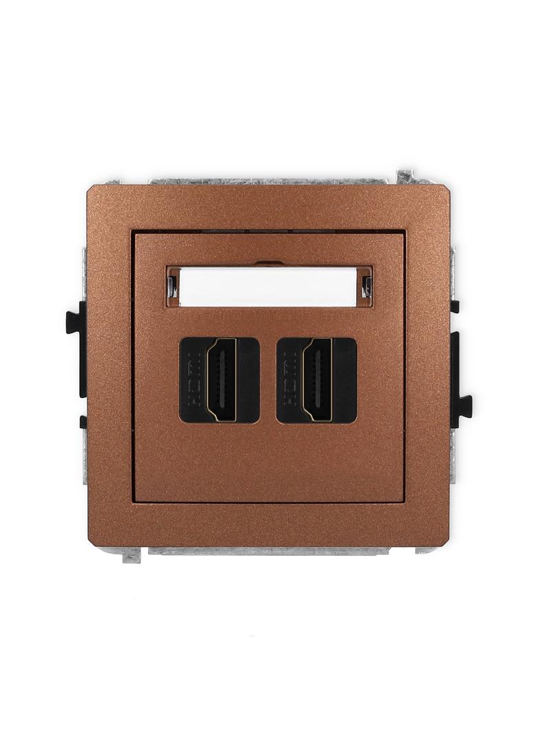 DECO Mechanizm gniazda podwójnego HDMI 2.0 brązowy metalik