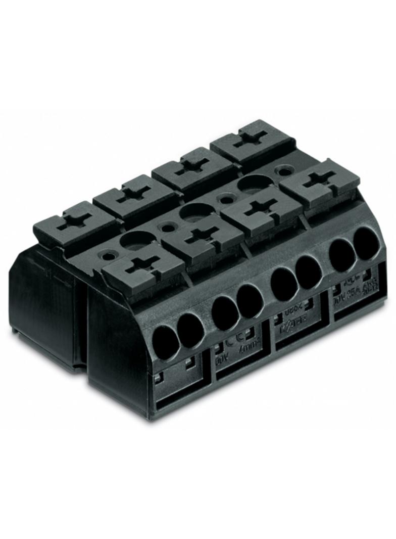 Blok zasilający 4‑torowy 0,5‑4mm2 32A czarny 862‑504 /200szt./ WAGO