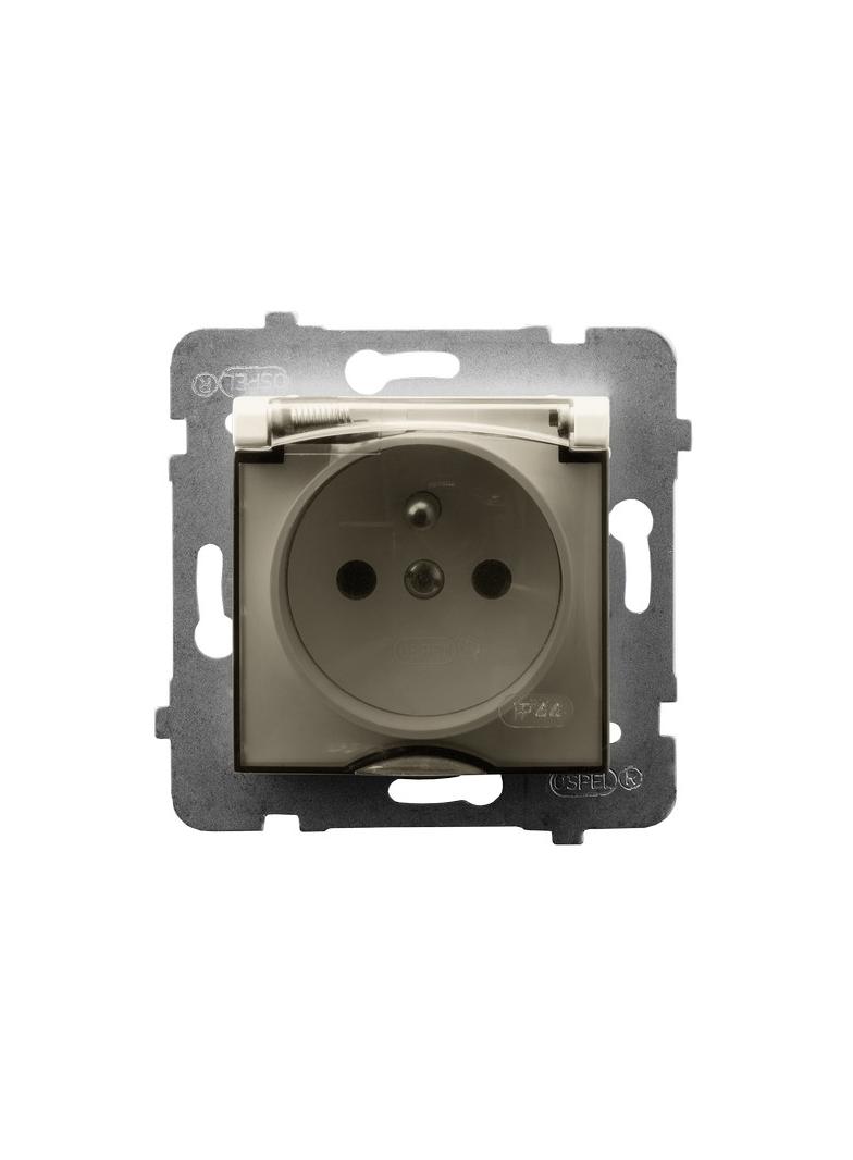 ARIA Gniazdo bryzgoszczelne z uziemieniem IP-44 wieczko przezroczyste - kolor ecru