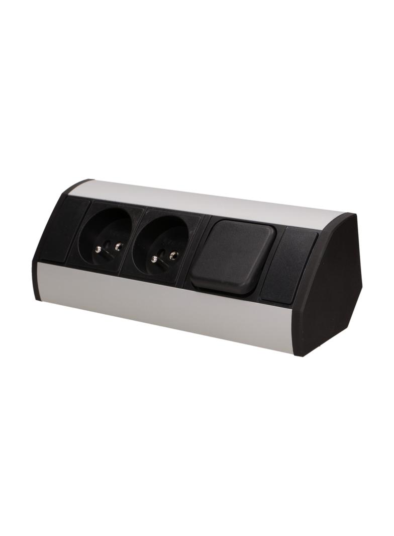 Gniazdo meblowe z wyłącznikiem czarno-srebrne OR-GM-9002/B-G ORNO