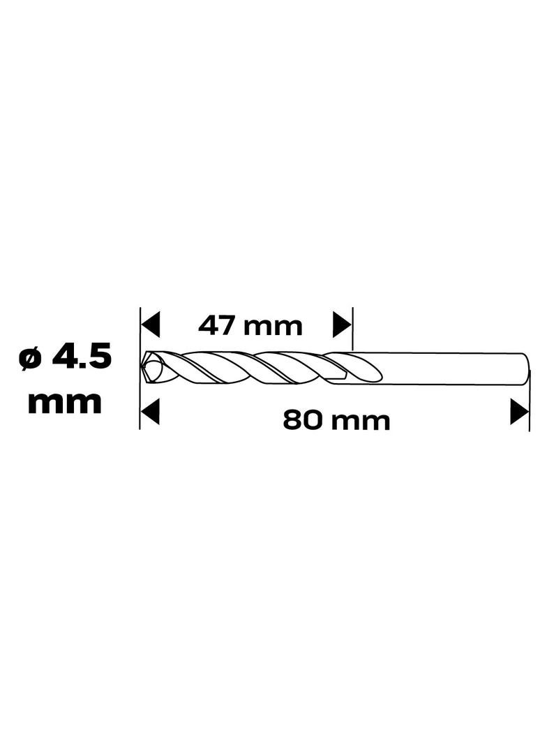 Wiertło do metalu HSS-CNC, 124°, "Pro-Tec", 4.5 mm