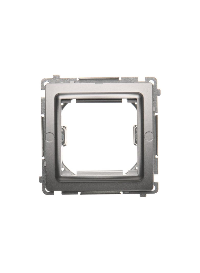Simon Basic Adapter (przejściówka) na osprzęt standardu 45 × 45 mm. Montaż do puszki na łapki i wkręty srebrny mat BMA45M/43 KONTAKT