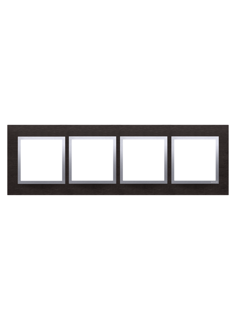 Simon 54 Nature Ramka 4-krotna Nature-Metal INOX YIN IP20/IP44* (*IP44-należy zastosować zestaw uszczelek DUN4) DRN4/78 KONTAKT