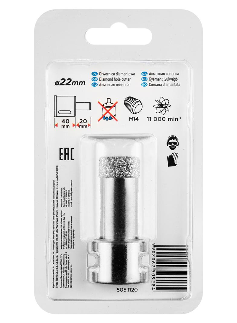 Otwornica diamentowa 22 mm x M14