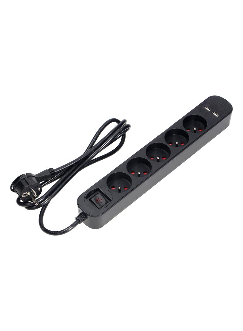 Listwa przeciwprzepięciowa 5 gniazd kabel 3x1,0mm2 długość 1,5m z wyłącznikiem podświetlany PS-1/B/1