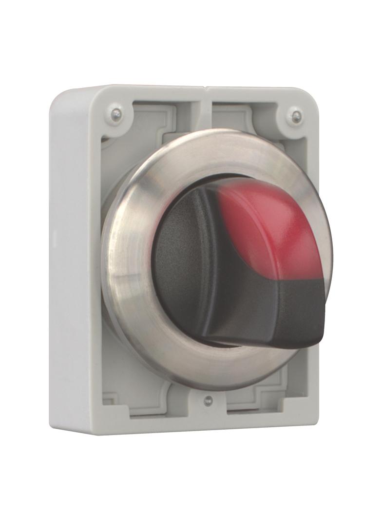 M30I-FWRLK-R Przełącznik piórkowy podświetlany 30mm czerwony 2-pozycyjny bez samopowrotu stal nierdz