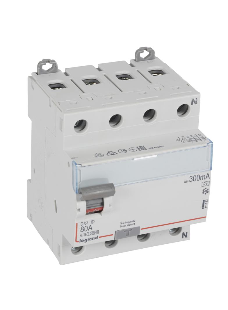 WYŁĄCZNIK RÓŻNICOWOPRĄDOWY P 304 4P 80A 300MA TYP A SERII DX3, Legrand
