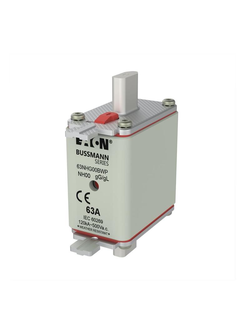 NH 63A 500V gG SIZE00 WEATHER RESISTANT NH LV 63A 500V gG rozmiar 00 WR 63NHG00BWP EATON